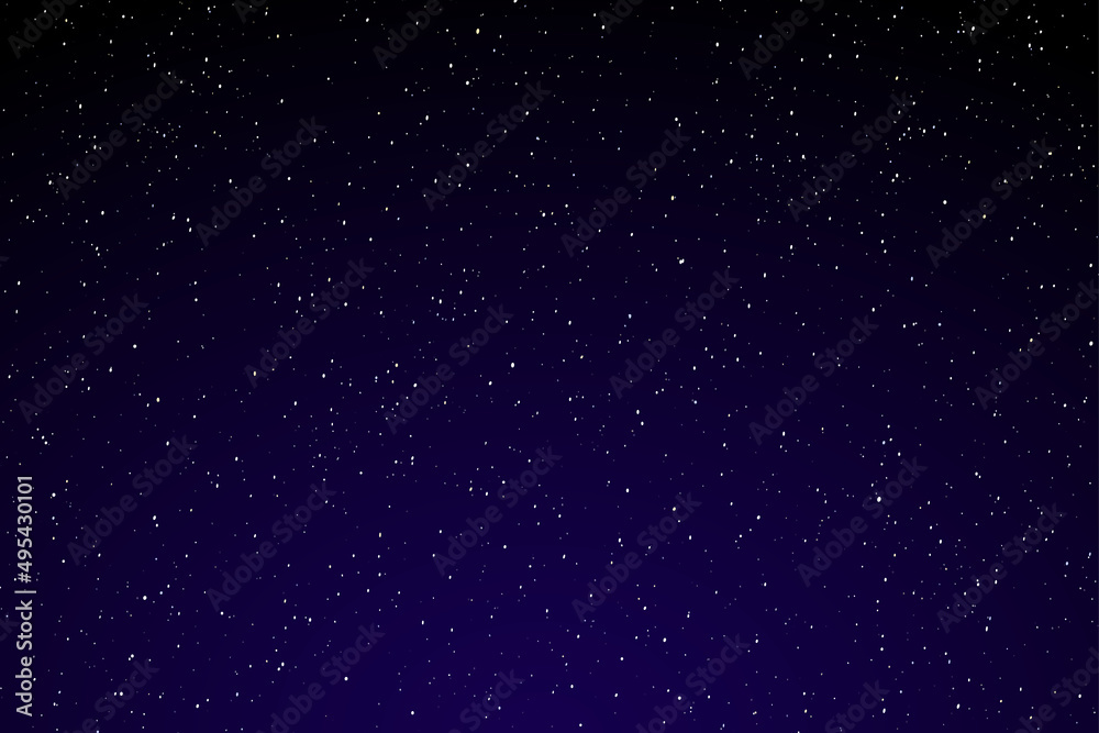 Dark blue starry night sky. Vector