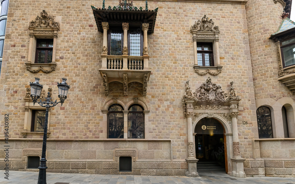 The building of the Regional administration of Catalunya or Provincial Council on Rambla street in Barcelona, Spain