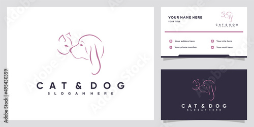 Cat and dog icon logo design with creative concept