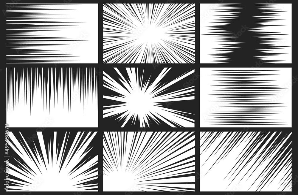 Comic Anime Zoom in Manga Style. Speed Radial Lines. Vector Illustration  Stock Vector - Illustration of manga, light: 242754227