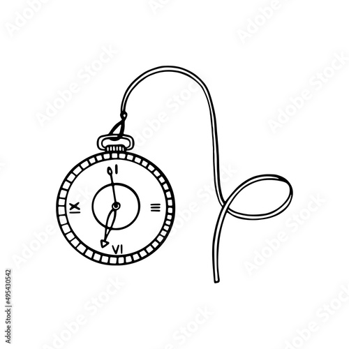Pocket watch vector drawing on white background