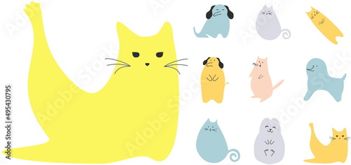 Canvas Print Animals print colorful funny cartoon cats and dogs