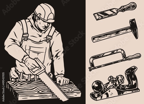 Furniture maker and tools elements set