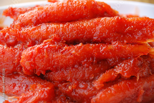 deodeok  or lance asiabell  chili pepper paste side dish photo
