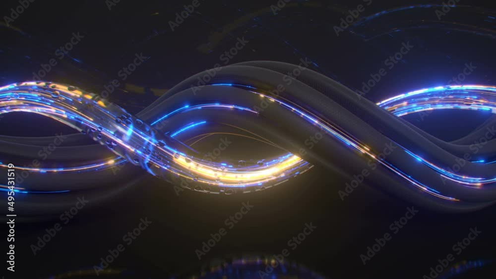 Futuristic glowing helix shape. 3D render VJ loop animation