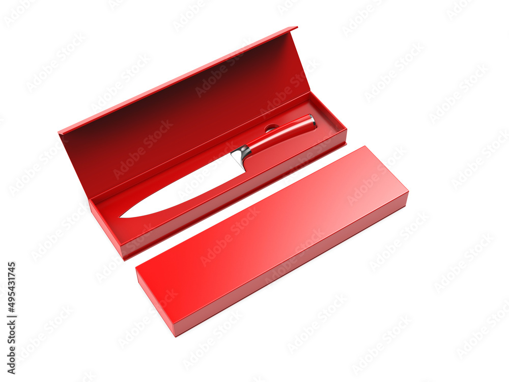 Blank Knife with hard box packaging for mockup. 3d render illustration ...