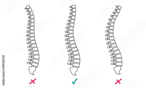 Three spines on the screen. Vector Illustration Doctor Studying Problems Spine Patient. Virtual Reality Glasses Detailed