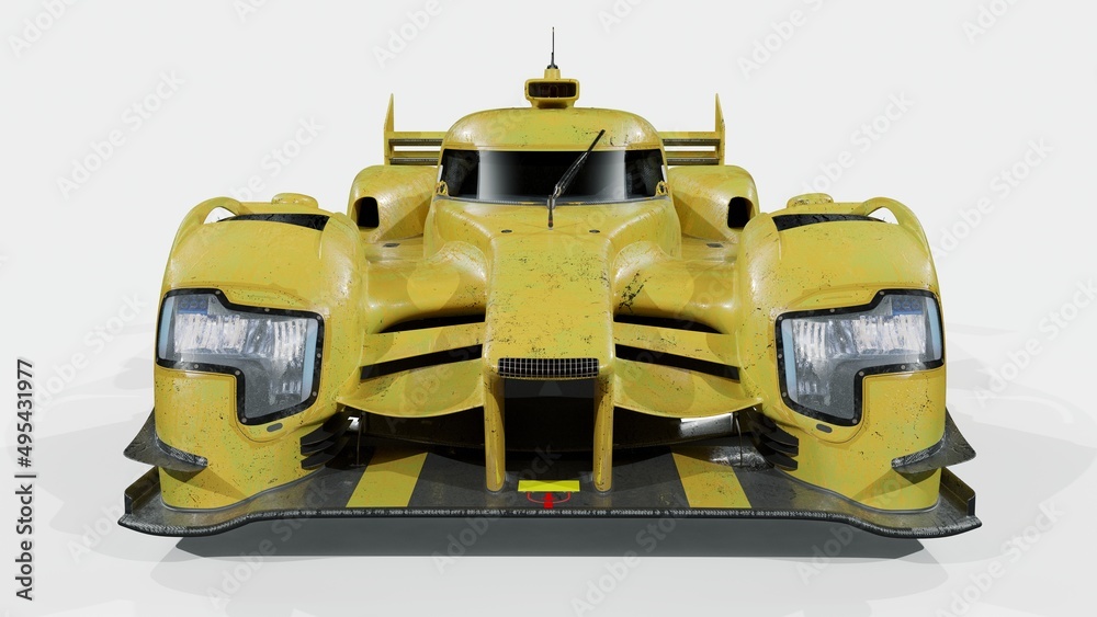 3D rendering of a brand-less generic racing car	

