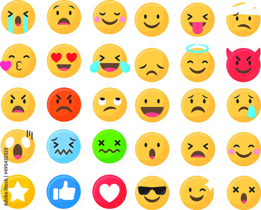 set of smileys with faces | mixed-emoji-set set of smileys with faces | mixed-emoji-set