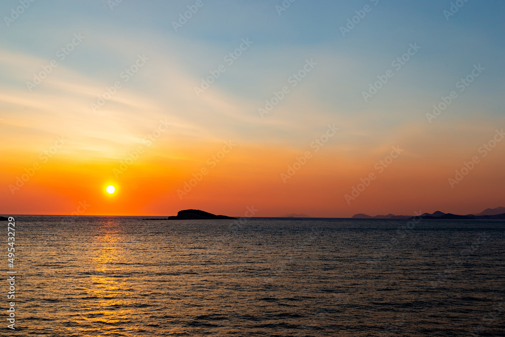 Orange sunset over a sea