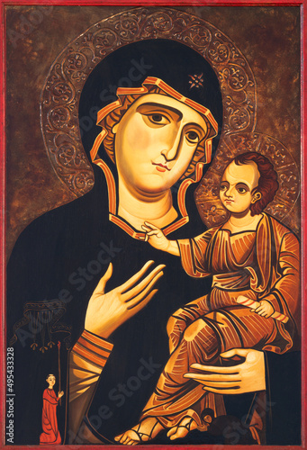 MONOPOLI, ITALY - MARCH 6, 2022: The icon of Madonna in the church Chiesa di San Franceso d Assisi by  Anna Brigida from 20. cent. photo