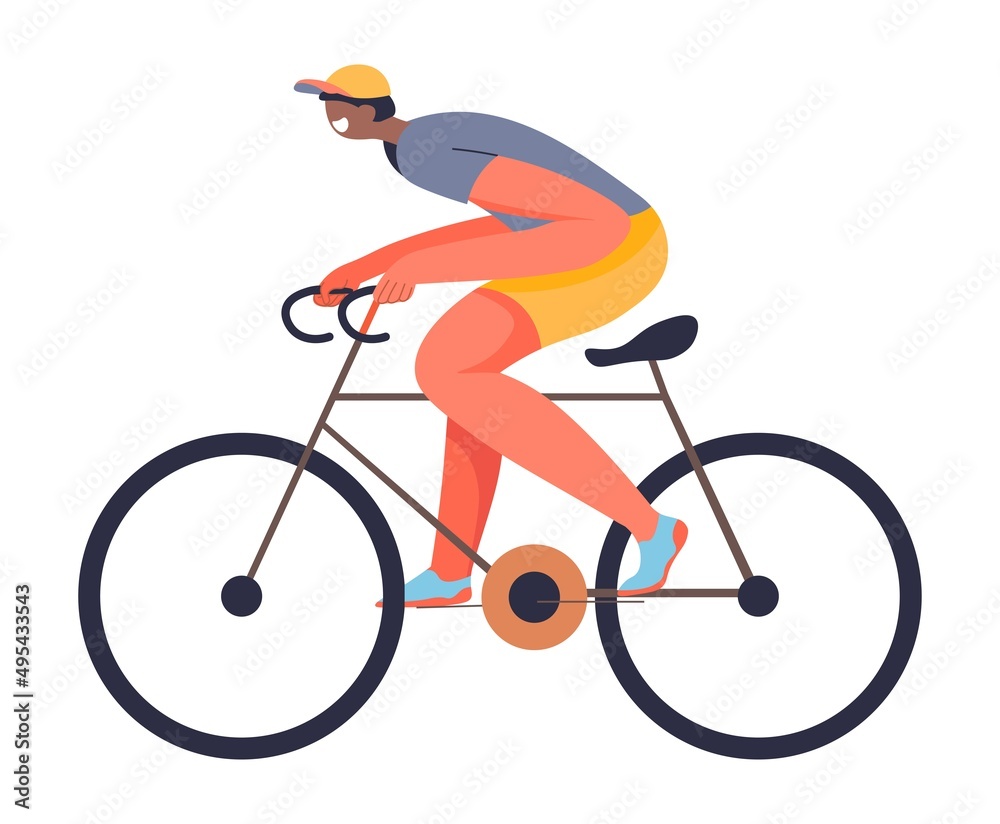 Male character riding bicycle, cycling sportsman Male character riding bicycle, cycling sportsman