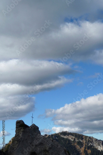 Mountain hiking tour to Sonnenberg mountain ridge, Bavaria, Germany photo