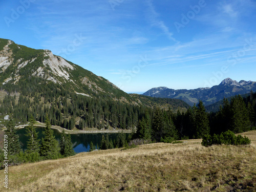 Mountain hiking tour to Auerspitze mountain, Mangfall mountain range, Bavaria, Germany © BirgitKorber