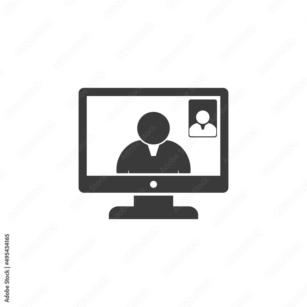 vector illustration of monitored video call icon, video call flat design, online school etc vector illustration of monitored video call icon, video call flat design, online school etc