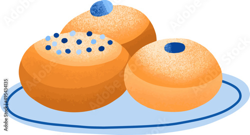 Sufganiyah Colored Illustration