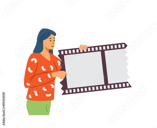 Motion designer or film editor character, flat vector illustration isolated.