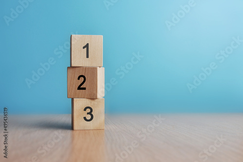 Cubes with numbers: 1,2,3. The order of priority in any activity is correct photo