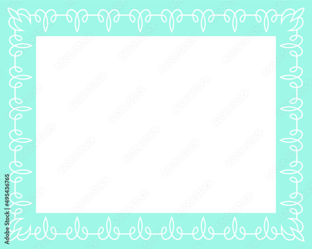 Blue and white vector horizontal background with beautiful border frame. Gender reveal party invitation card or package label design. Copy space for your text Blue and white vector horizontal background with beautiful border frame. Gender reveal party invitation card or package label design. Copy space for your text