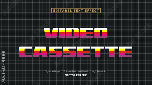 Editable Video Cassette Font Design. Alphabet Typography Template Text Effect. Lettering Vector Illustration for Product Brand and Business Logo.