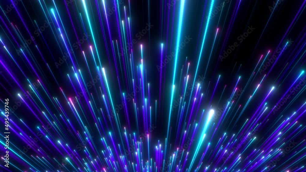 Loop animation. Futuristic abstract colorful background in bright neon blue and violet colors. Retro colorful wallpaper. 3d rendering.