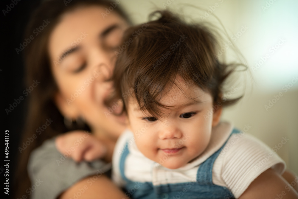 young mother and child baby are happy at home, childhood family concept with caucasian mom and little boy, newborn care lifestyle young mother and child baby are happy at home, childhood family concept with caucasian mom and little boy, newborn care lifestyle