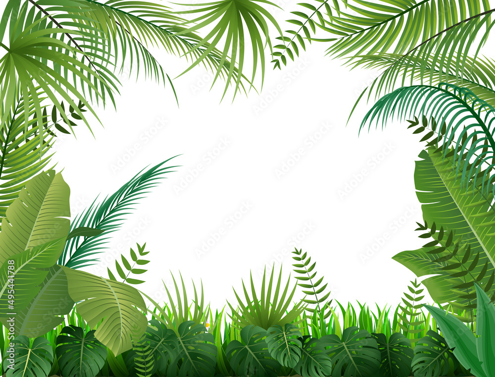 Fototapeta premium Summer poster with tropical palm leaf