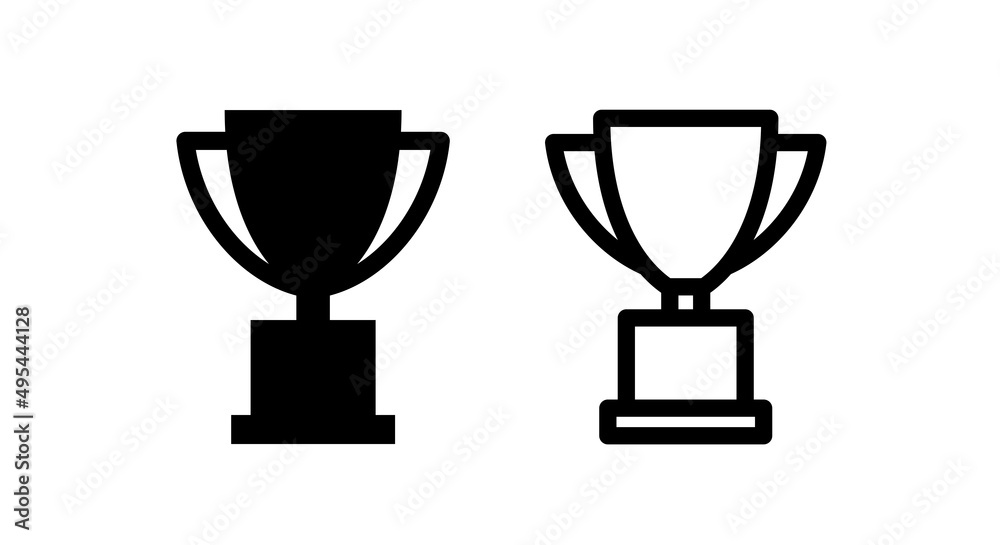 Cup icon. Winner award symbol. Competition prize. Champion sports trophy. Isolated raster illustration on a white background. Cup icon. Winner award symbol. Competition prize. Champion sports trophy. Isolated raster illustration on a white background.
