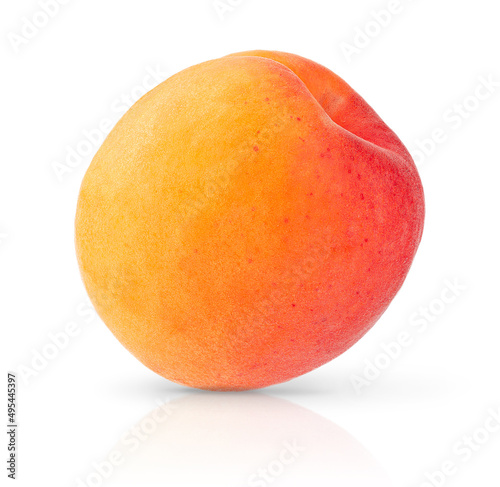 Single apricot isolated on white background with clipping path.