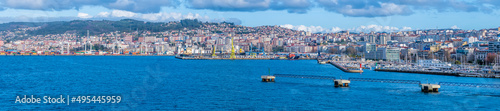 A panorama view towards the port and town of Vigo, Spain on a spring day © Nicola