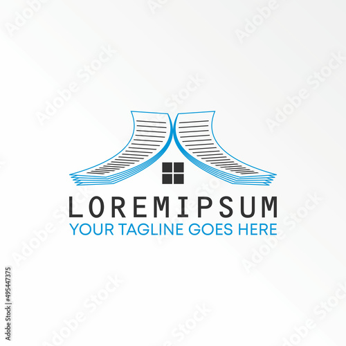 Paper or book layer like roof house and window image graphic icon logo design abstract concept vector stock. Can be used as a symbol related to initial or property