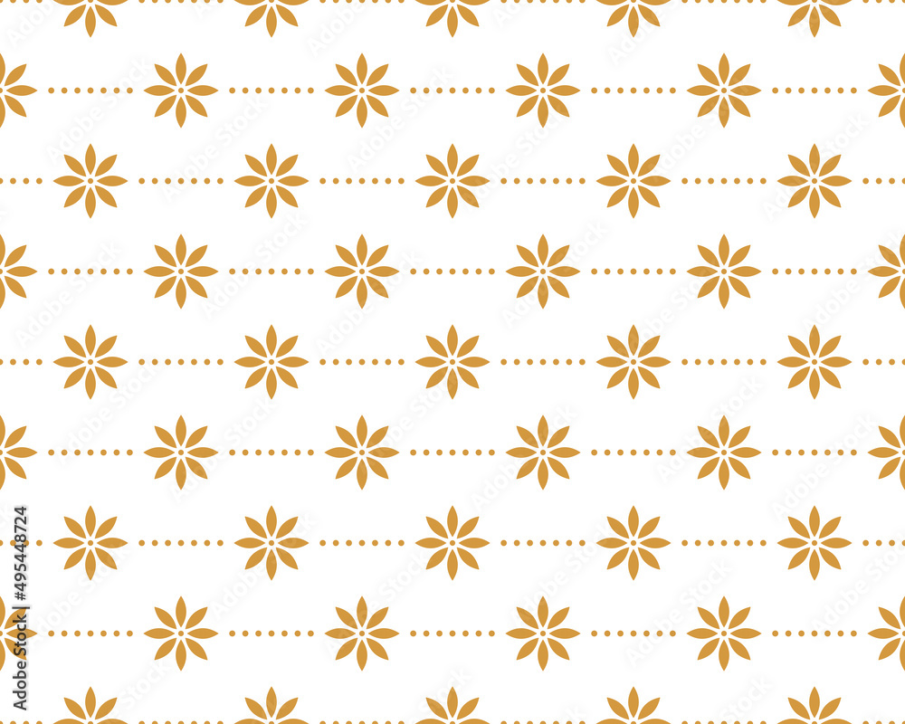 Flower geometric pattern. Seamless vector background. White and gold ornament Flower geometric pattern. Seamless vector background. White and gold ornament