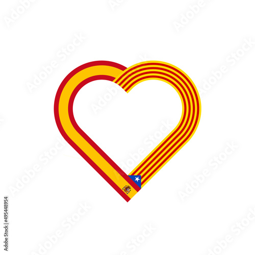 heart ribbon icon of spain and catalan flags. vector illustration isolated on white background