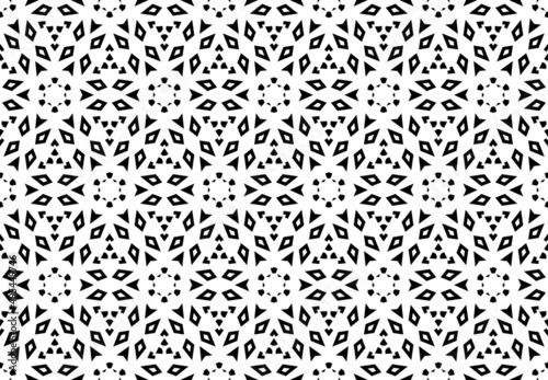 Abstract geometric pattern with lines  snowflakes. A seamless vector background. White and black texture. Graphic modern pattern.