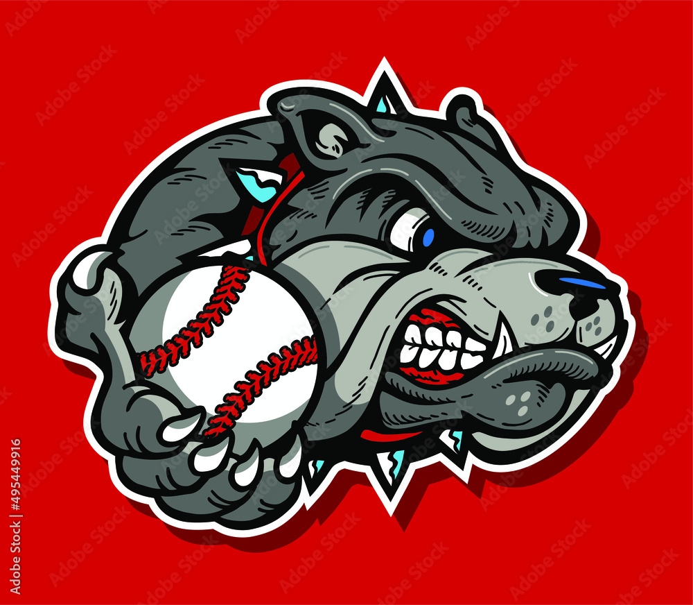 Photo &amp; Art Print mean bulldog mascot holding baseball for school 