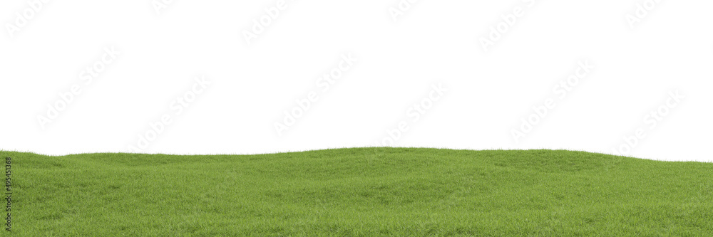 Grassy hill on a white background, photorealistic 3d rendering