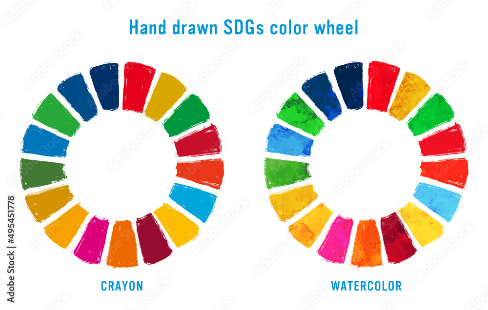 Hand drawn SDGs color wheel, by crayon and watercolor Stock Vector ...
