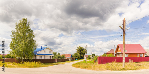 Panoramic view of the intersection of streets in the village © Тищенко Дмитрий