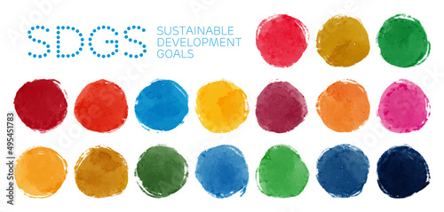 SDGs colors hand drawn watercolor circles