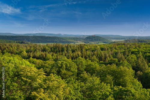 Blick über den Wald in Oberfranken auf Schloss Heldburg in Thüringen Deutschland photo
