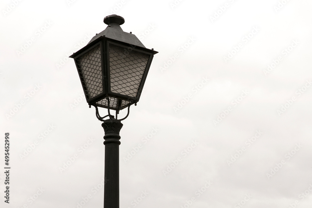 Close up of a street lamp in Madrid, Spain.