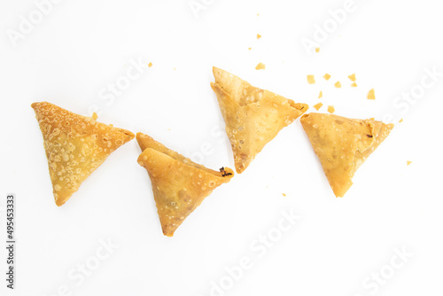 Samosa isolated on white background, top view