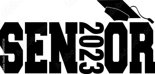 Senior 2023 Block Logo BW