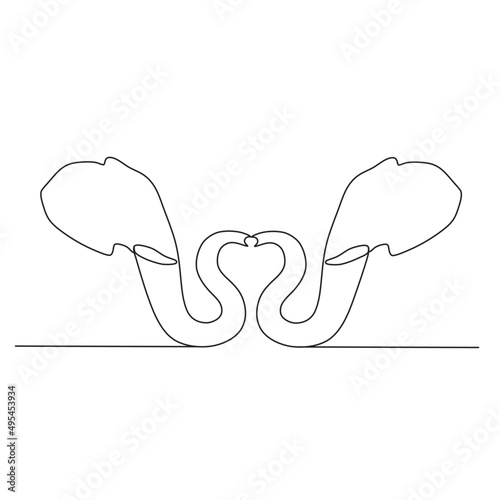 Drawing an elephant in one line. Modern style of drawing. Logotype. Vector illustration
