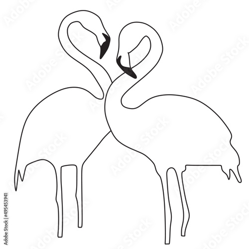 Illustration of a couple in love with flamingos. Beautiful wildlife.