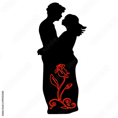 Silhouette of a couple in love. Man and woman together. Vector illustration