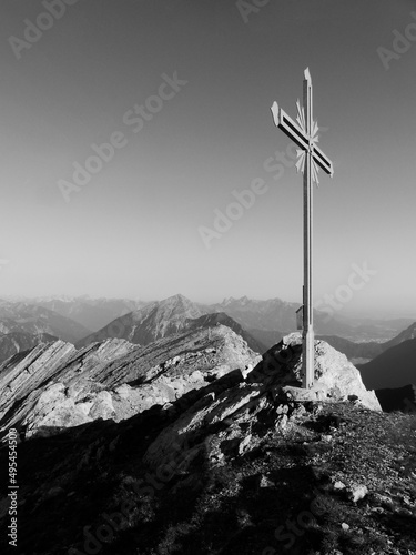 Summit cross at Gartnerwand mountain hiking, Tyrol, Austria photo