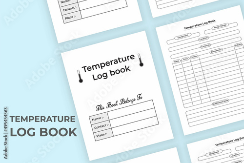 Temperature tracker log book KDP interior. Medical equipment and patient body temperature tracker interior. KDP interior notebook. Fever temperature and body heat checker journal template. © Iftikhar alam