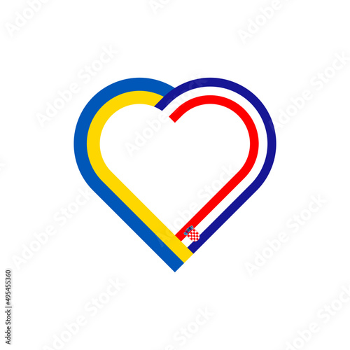 heart ribbon icon with ukraine and croatia flags. vector illustration isolated on white background
