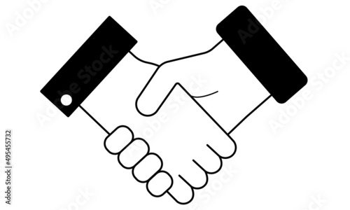 Hand drawn handshake. Gesture of cooperation and agreement. Consent in Business
